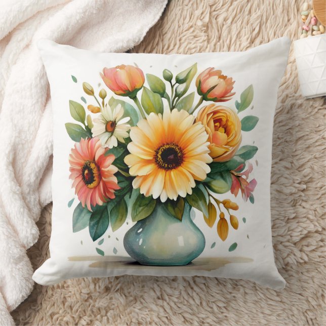 Coussin Bouquet de fleurs d'aquarelle (Couverture)