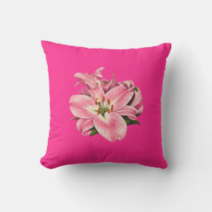 Coussin Bouquet de fleurs de lys rose