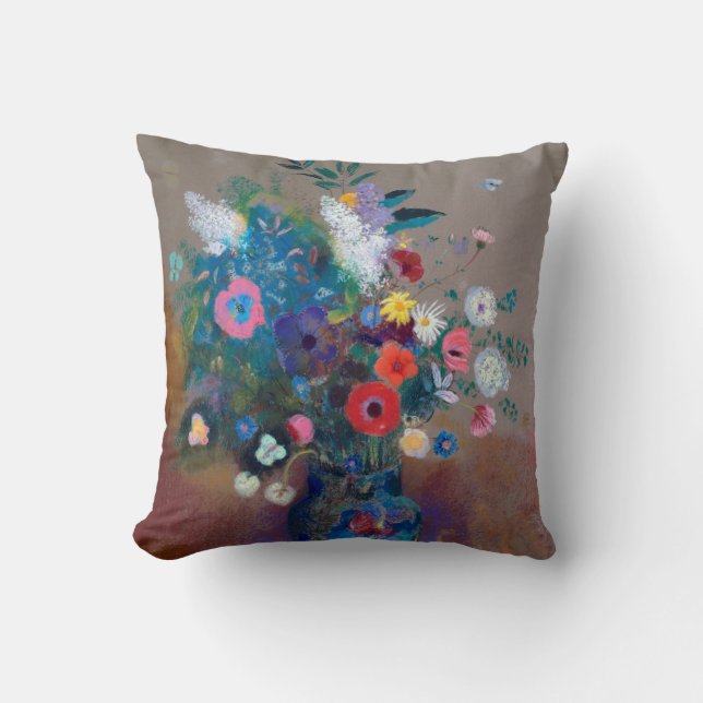 Coussin Bouquet de fleurs, Redon (Recto)