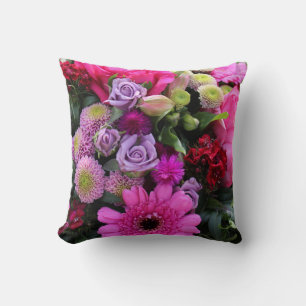 Coussin Bouquet de fleurs roses et violettes Photo