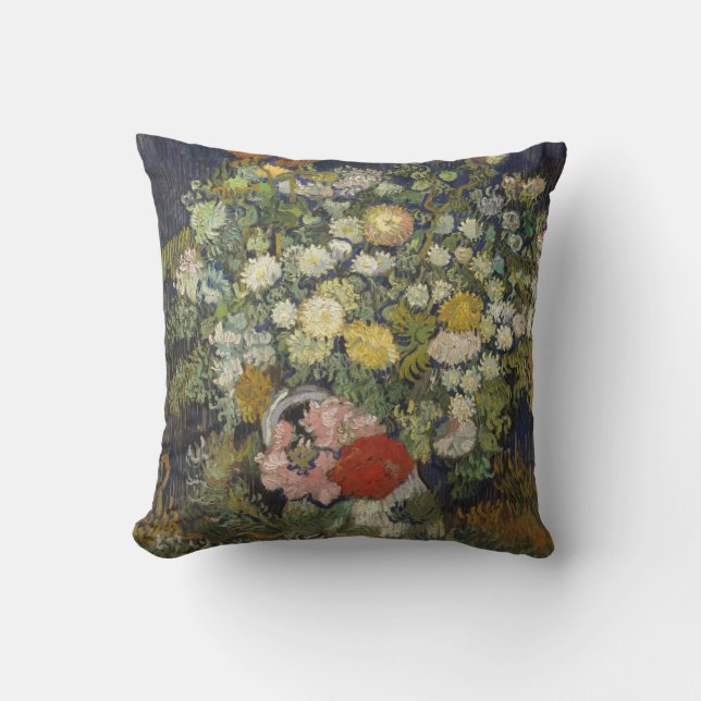 Coussin Bouquet de Vincent van Gogh | des fleurs dans un (Recto)