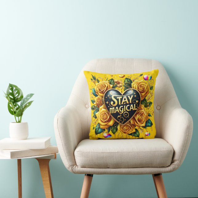 Coussin Bouquet enchanteur de Roses d'or et de coeur (Chaise)