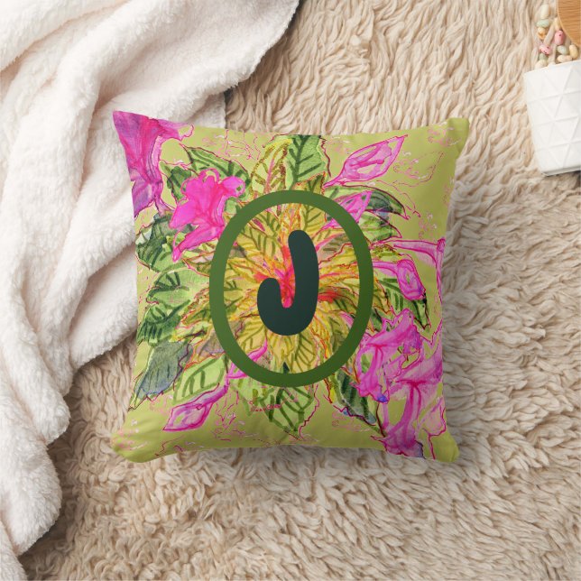 Coussin Bouquet et lettre de fleurs de baume rose (Couverture)
