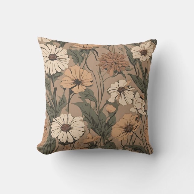 Coussin Bouquet fleur sauvage Cottagecore D10 (Recto)