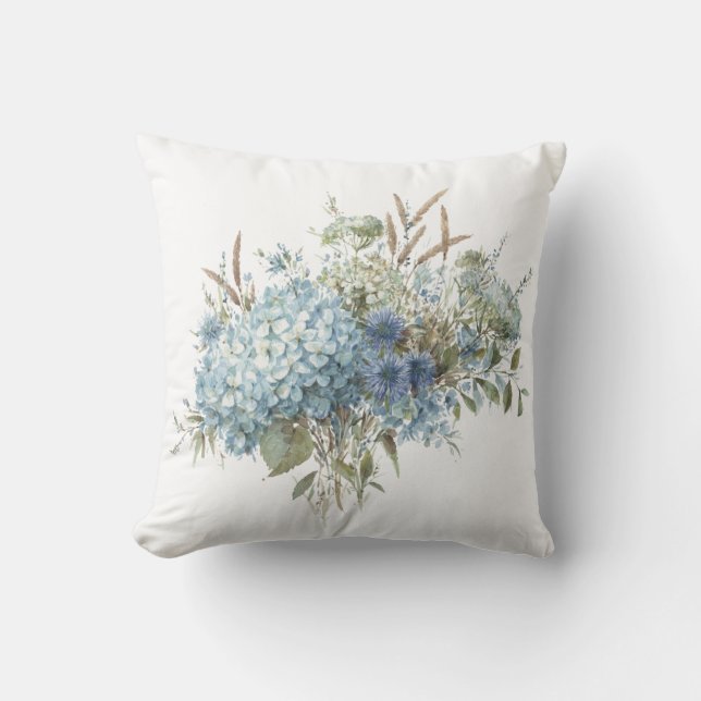 Coussin Bouquet Floral Bleu Bohème (Recto)
