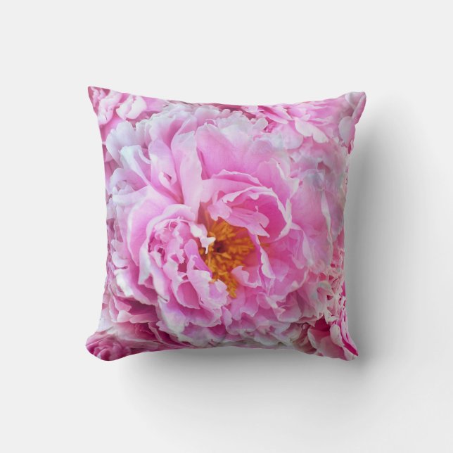 Coussin Bouquet floral d'été Pink Peony (Recto)