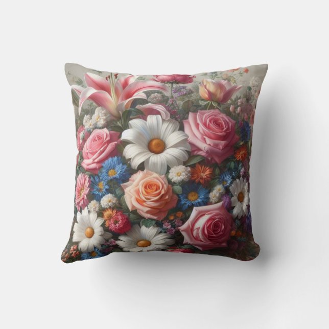 Coussin Bouquet floral Pastel (Verso)