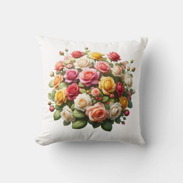 Coussin Bouquet floral romantique (Recto)
