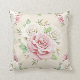 Coussin Bouquet Floral Rose Et Blanc