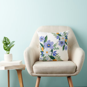 Coussin Bouquet floral violet orange