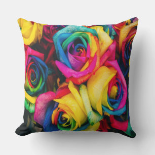 Coussin Bouquet Rose arc-en-ciel