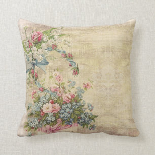 Coussin Bouquets de fleurs sur les Brown en difficulté