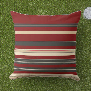 Coussin Bourgogne, beige, marron, rayé