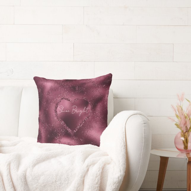 Coussin Bourgogne Cerise Parties scintillant Coeur étincel (Canapé)