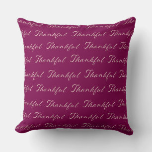 Coussin Bourgogne élégant motif de script reconnaissant 