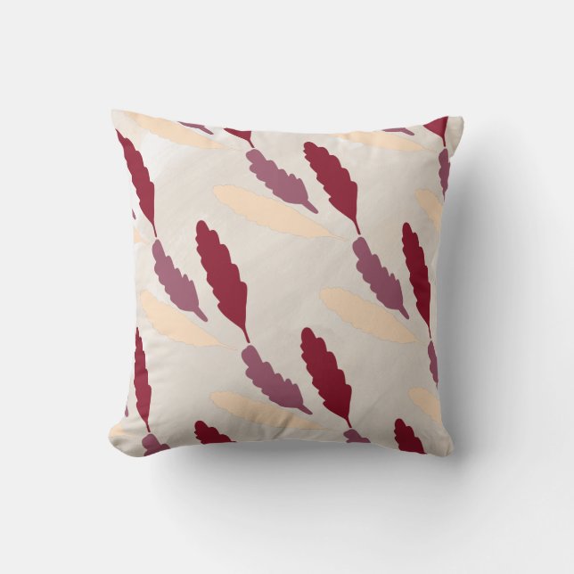Coussin Bourgogne et crème Feuilles florales (Recto)