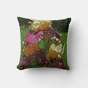 Coussin "Bourgogne et Iris jaune" (photo/manipula numériqu