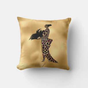 Coussin Bourgogne et Or Série Léopard Design 17
