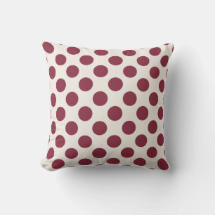 Coussin Bourgogne et pois blanc ivoire