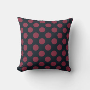 Coussin Bourgogne et pois noirs