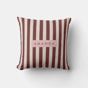 Coussin Bourgogne et Rayure Ivoire Personnalisés
