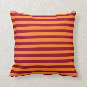 Coussin Bourgogne et rayures oranges