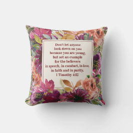 Coussin Bourgogne Floral Bible Chrétienne Timothée Jeuness