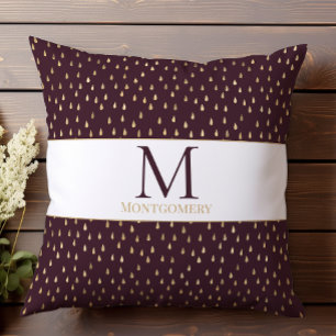 Coussin Bourgogne Goutte de pluie Or Moderne Tendance Mono