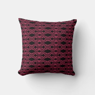 Coussin Bourgogne Noir Abstrait Son Vague Petits Carreaux