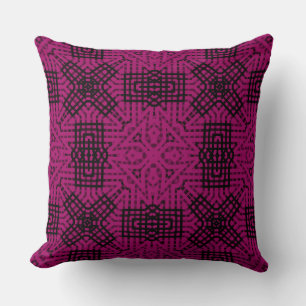 Coussin Bourgogne, noir et bordeaux, géométrique, dentelle