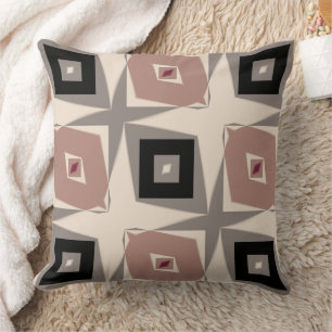 Coussin Bourgogne, noir, mauve et gris géométrique