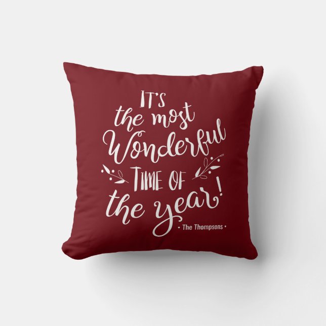 Coussin Bourgogne Rouge Merveilleux moment de l'année XMAS (Recto)