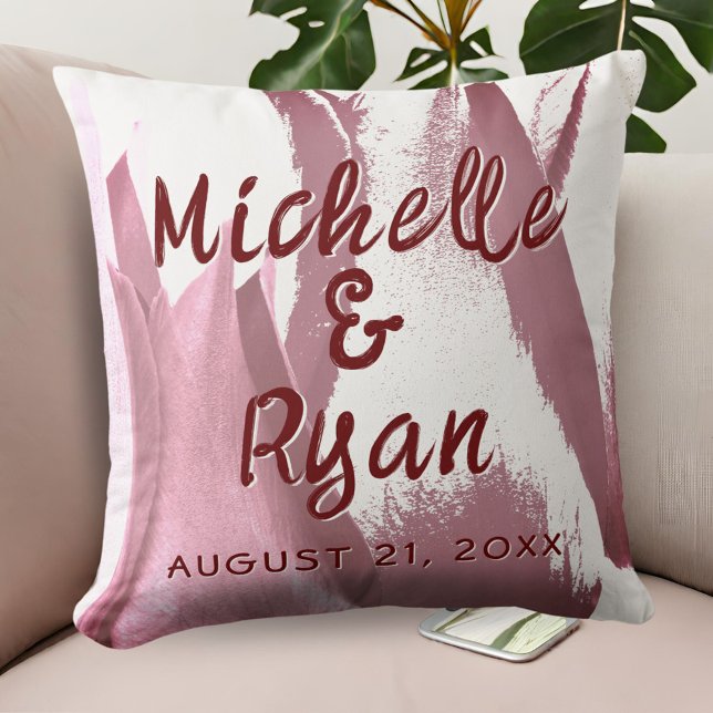 Coussin Bourgogne Tulipes Fleurs Floral Mariage Keepsaké (Créateur téléchargé)