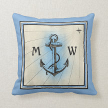 Boussole nautique bleue vintage d'Ancre de