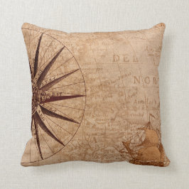 Coussin Boussole nautique vintage - carreau