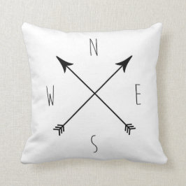 Coussin Boussole noire et blanche minimale