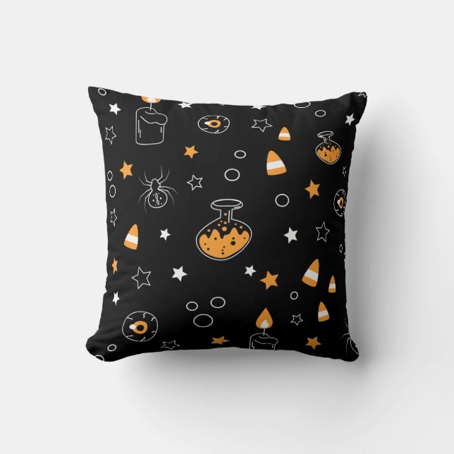 Coussin bouteille de potion de la sorcière halloween (Recto)
