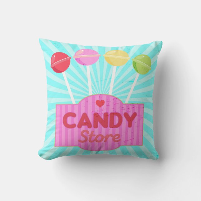 Coussin Boutique de bonbons Retro Pastel Lollipopes sur le (Recto)