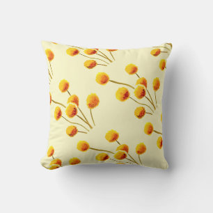 Coussin Bouton Billy jaune fleur australienne originaire