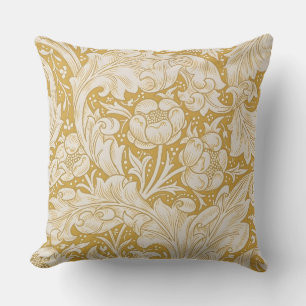 Coussin Bouton de célibataire en or de William Morris Flor