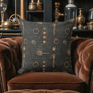 Coussin Boutons et engrenages métalliques steampunk victor