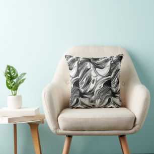 Coussin Boutons noirs et blancs élégant moderne élégant