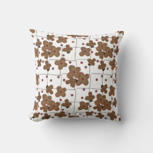 Coussin Boutons Rouges Fleurs en Papier Brun sur Fond Blan