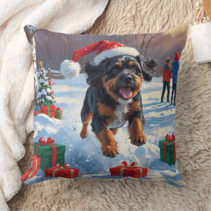 Coussin Bouviers des Flandres Scène de neige festive de No