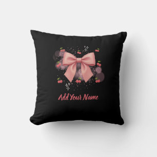 Coussin Bow and Cherries Throw Pillow