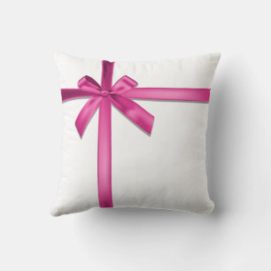 Coussin Bow en ruban Pastel Pink Satin