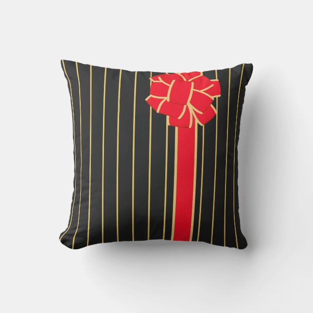 Coussin Bow noir et rouge (Recto)