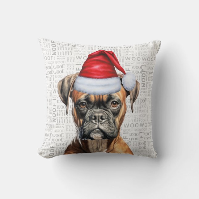 Coussin Boxer Amoureux des chiens Noël (Recto)