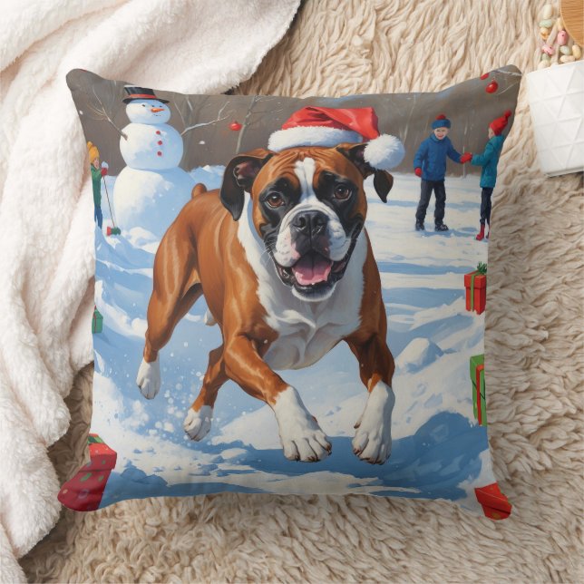 Coussin Boxer Christmas Festive Scène de neige (Couverture)