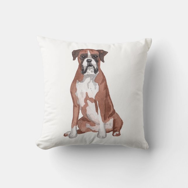 Coussin Boxer Dog Eau Couleur Art Peinture (Recto)